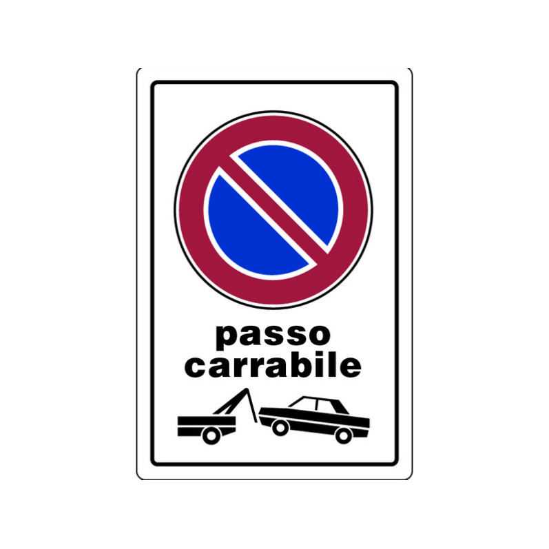 Cartello "PASSO CARRABILE" in plastica — 20x30 cm