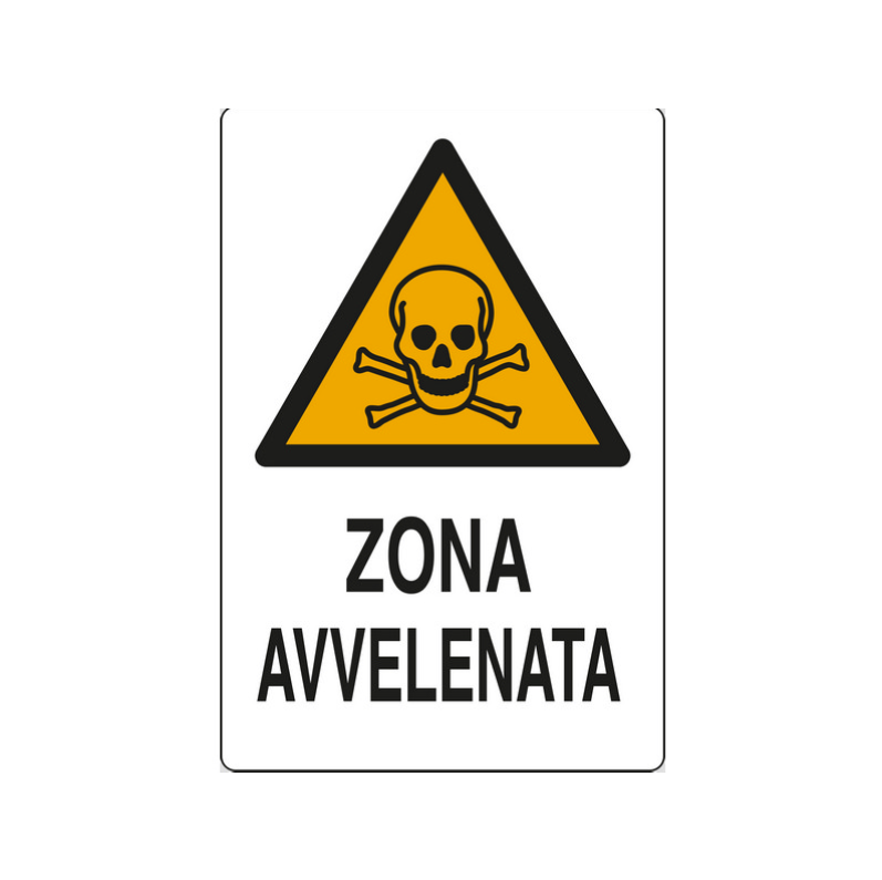 Cartello "ZONA AVVELENATA" in plastica — 20x30 cm