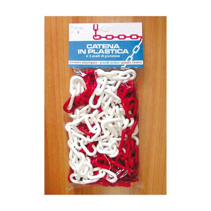 Catena Segnaletica in Plastica 5 m – Ø 8 mm Bianco/Rosso