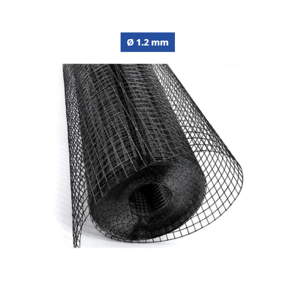 Confine Rete per Recinzioni Plastificata Maglia 12x12 mm Ø 1.2 mm H 50 cm Nero - 25 m