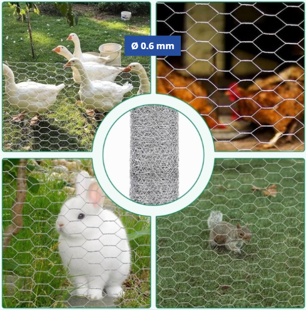 Confine Rete per Recinzioni Tripla 50 m – Maglia 13 mm - Ø Filo 0.6 mm - H 100 cm