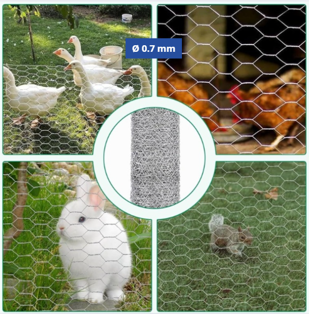 Confine Rete per Recinzioni Tripla 50 m – Maglia 25 mm - Ø Filo 0.7 mm - H 100 cm