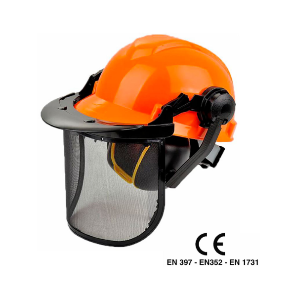 ELMETTO PROTETTIVO CON VISIERA E CUFFIE ANTIRUMORE