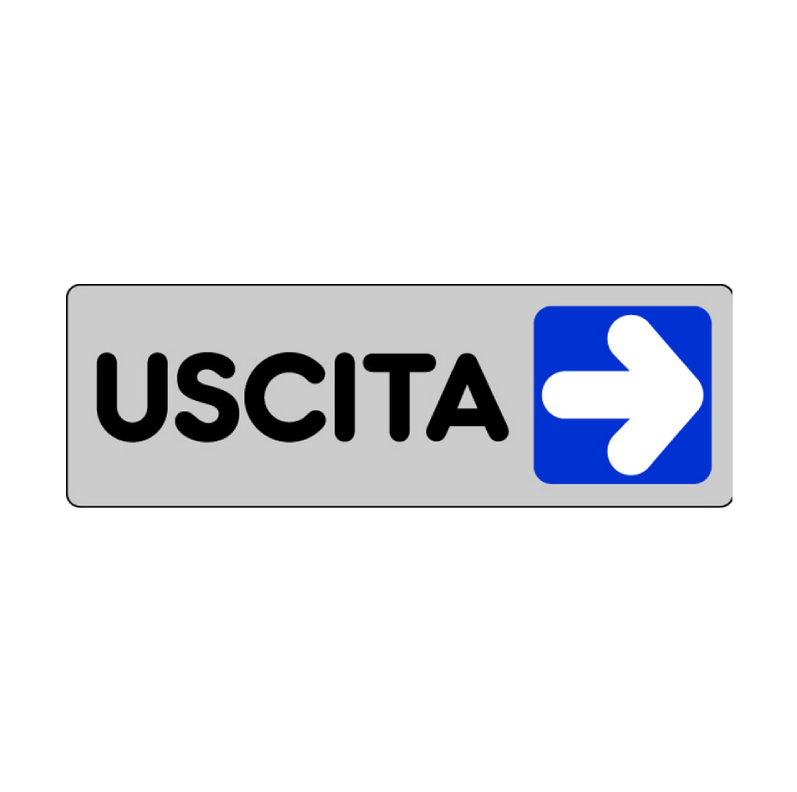 Etichetta adesiva "USCITA A DESTRA" — 15x5 cm