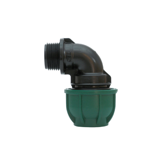 RACCORDO A COMPRESSIONE PN10 GOMITO 90° FEMMINA mis. 16_1/2