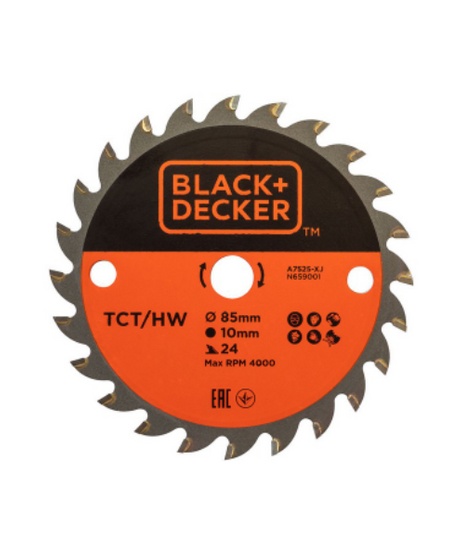 Black+Decker LAMA TCT A7525-XJ PER MINI SEGA CIRCOLARE Ø mm. 85 - 24 denti legno