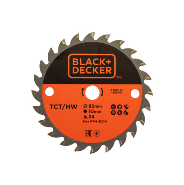 Black+Decker LAMA TCT A7525-XJ PER MINI SEGA CIRCOLARE Ø mm. 85 - 24 denti legno