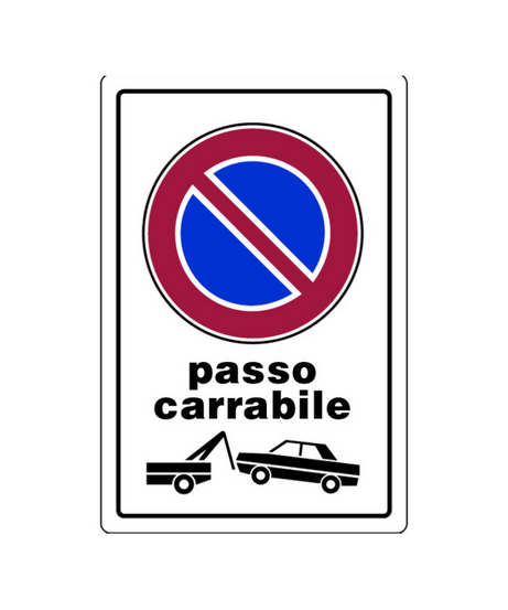 Cartello "PASSO CARRABILE" in plastica — 20x30 cm