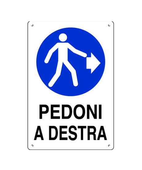 Cartello "PEDONI A DESTRA" in plastica — 40x60 cm