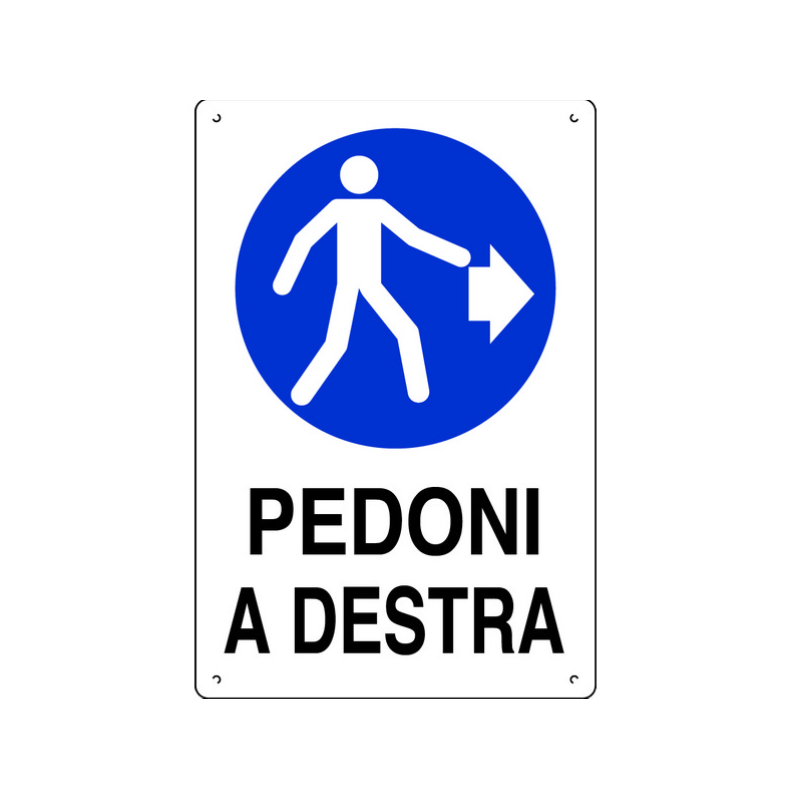 Cartello "PEDONI A DESTRA" in plastica — 40x60 cm