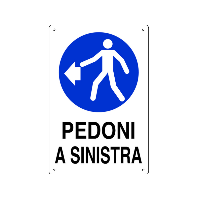 Cartello "PEDONI A SINISTRA" in plastica — 40x60 cm