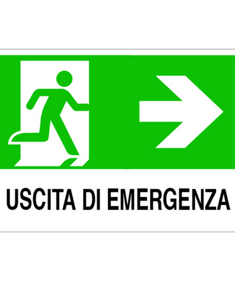 Cartello "USCITA DI EMERGENZA DESTRA" in plastica — 30x20 cm