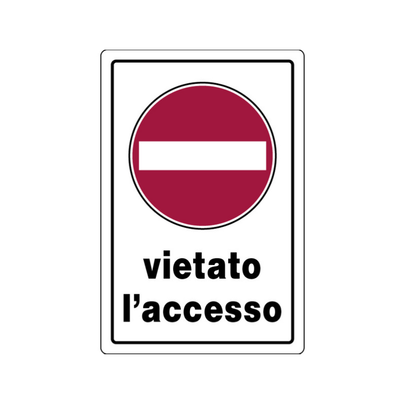 Cartello "VIETATO L'ACCESSO" in plastica — 20x30 cm