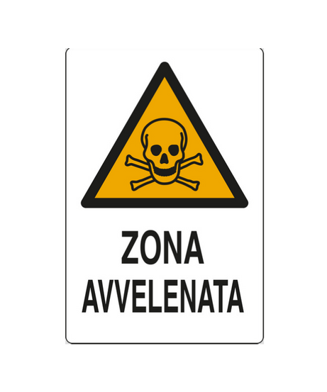 Cartello "ZONA AVVELENATA" in plastica — 20x30 cm