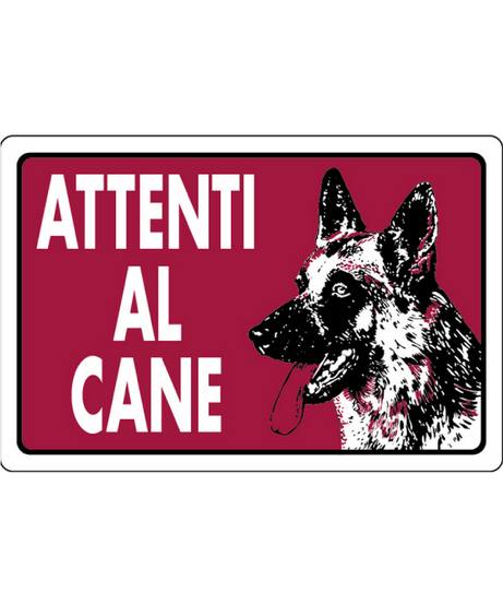 Cartello segnaletico "ATTENTI AL CANE" in plastica — 30x20 cm