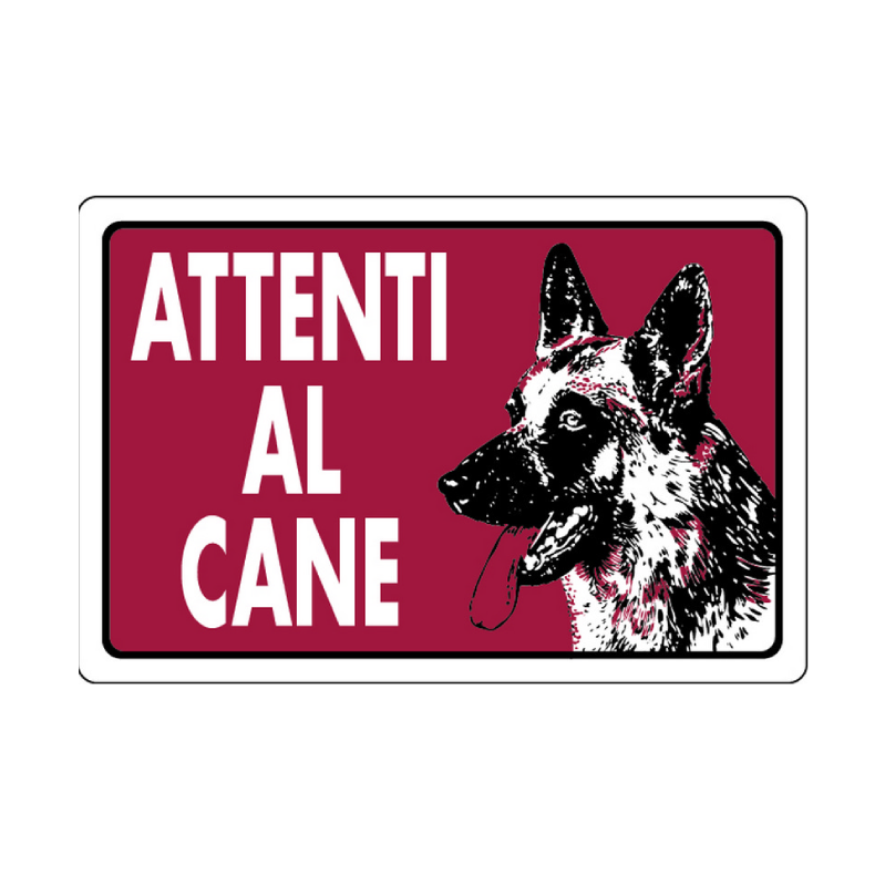 Cartello segnaletico "ATTENTI AL CANE" in plastica — 30x20 cm