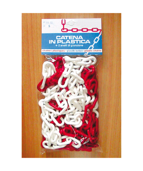 Catena Segnaletica in Plastica 5 m – Ø 8 mm Bianco/Rosso
