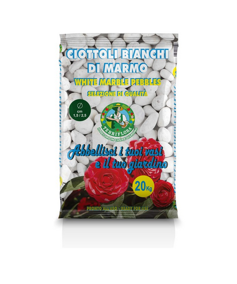 Ciottoli Bianchi di Marmo 15-25 mm – Sacco 20 kg