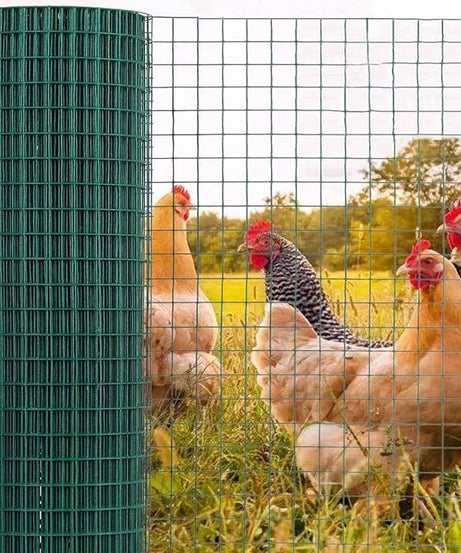 Confine Rete Recinzioni Plastificata 25 m – Maglia 12x12 mm Ø Filo 1,20 mm H 50 cm col. Verde