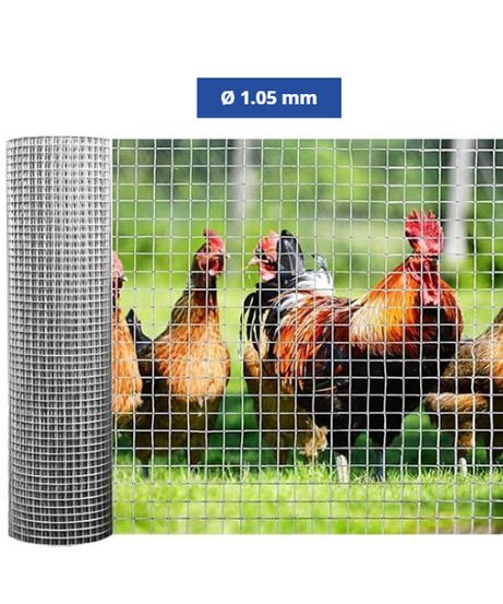 Confine Rete per Recinzioni Elet/Zinc 25 m – Maglia 12x12 mm - Ø Filo 1.05 mm - H 60 cm