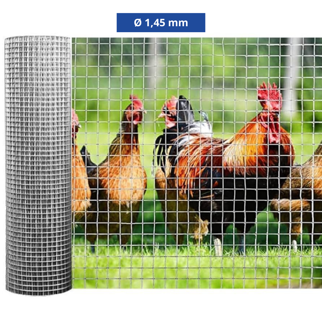 Confine Rete per Recinzioni Elet/Zinc 25 m – Maglia 19x19 mm - Ø 1,45 mm - H 80 cm