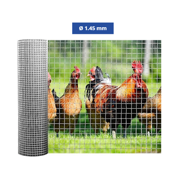Confine Rete per Recinzioni Elet/Zinc 25 m – Maglia 19x19 mm - Ø Filo 1.45 mm - H 60 cm
