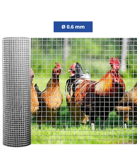 Confine Rete per Recinzioni Elet/Zinc 25 m – Maglia 6x6 mm - Ø Filo 0.6 mm - H 50 cm