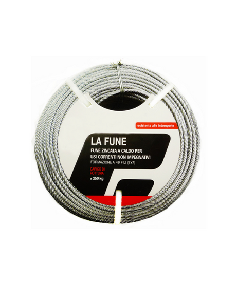 Fune Zincata per Arganelli Ø 2,4 mm mt. 100 – Carico 250 kg