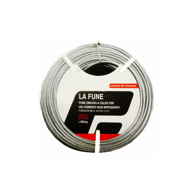 Fune Zincata per Arganelli Ø 2,4 mm mt. 9 – Carico 250 kg