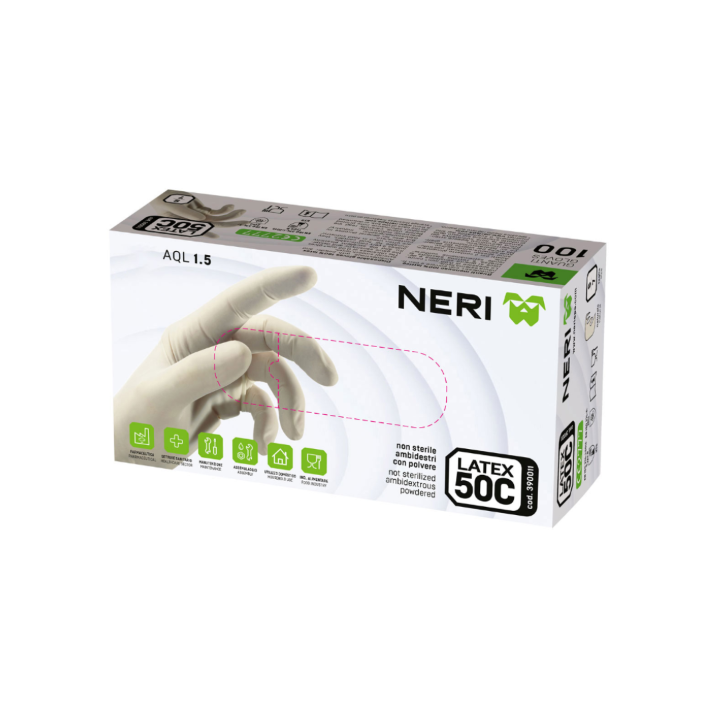 Guanti in lattice per uso alimentare - Taglia L - 100 Pz