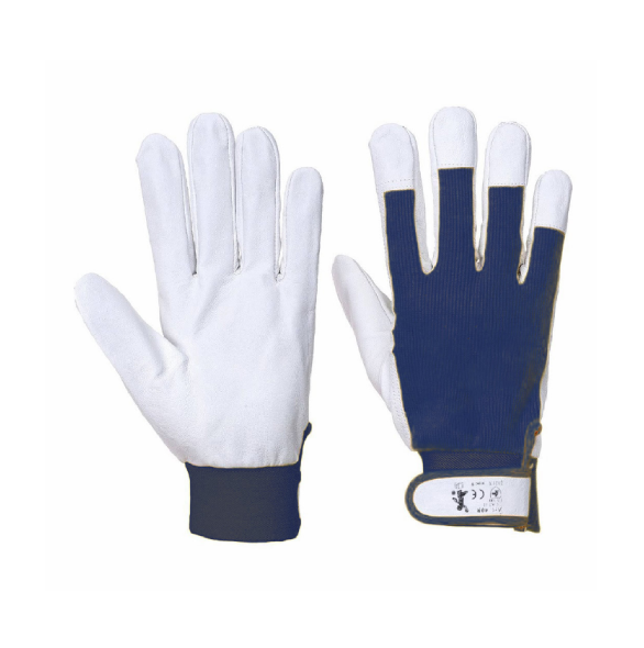Guanti in pelle fiore Blu- TG 8