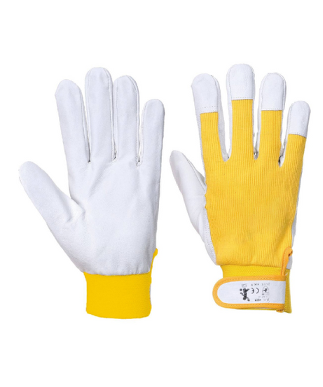 Guanti in pelle fiore Giallo - TG 9