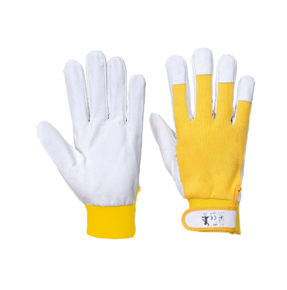 Guanti in pelle fiore Giallo - TG 9