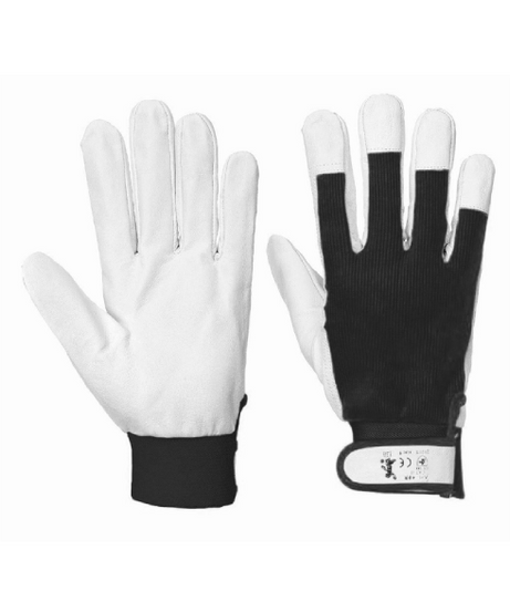 Guanti in pelle fiore Nero - TG 11