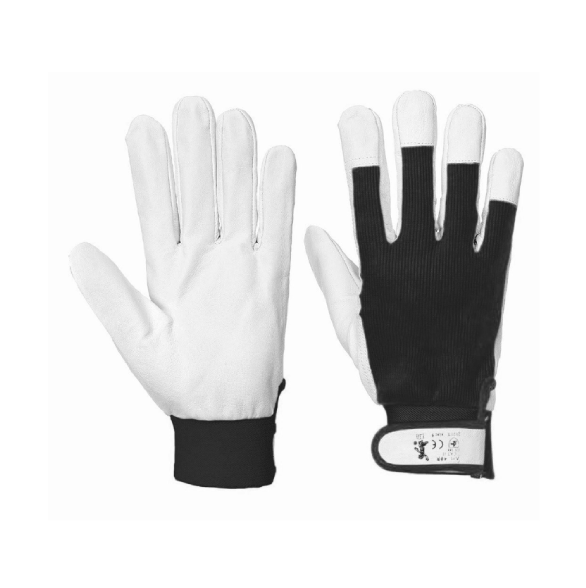 Guanti in pelle fiore Nero - TG 11