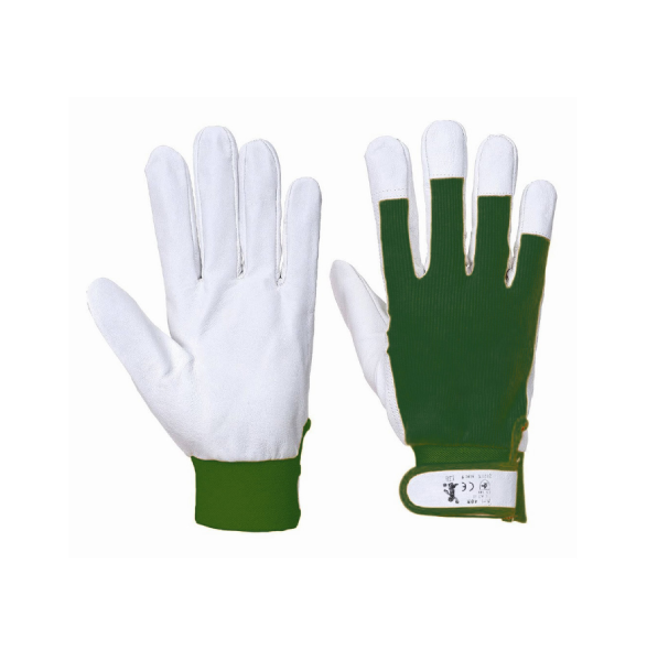 Guanti in pelle fiore Verde - TG 7