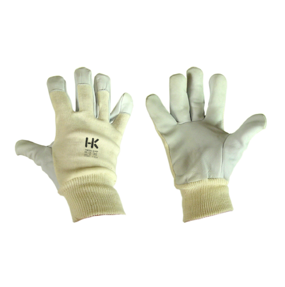 Guanti in pelle fiore dorso cotone - TG 8