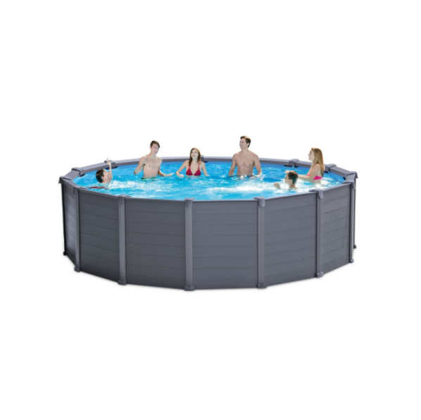 Intex PISCINA TONDA FRAME GRAPHITE CON POMPA A SABBIA cm. 478_124 h