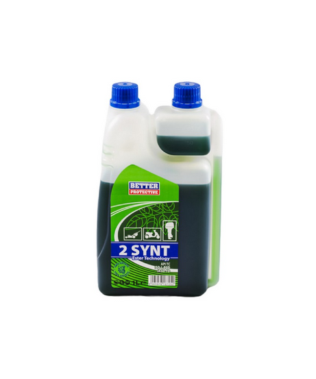 Olio miscela 2T 100% sintetico — 1 litro con dosatore (verde)