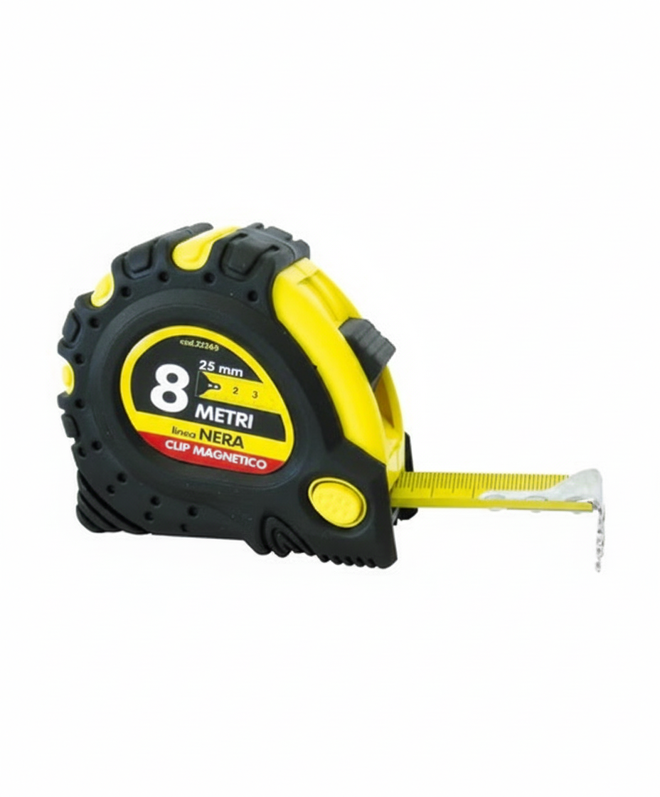 Utilia Flessometro Linea Magnetico Nera  8 m x 25 mm