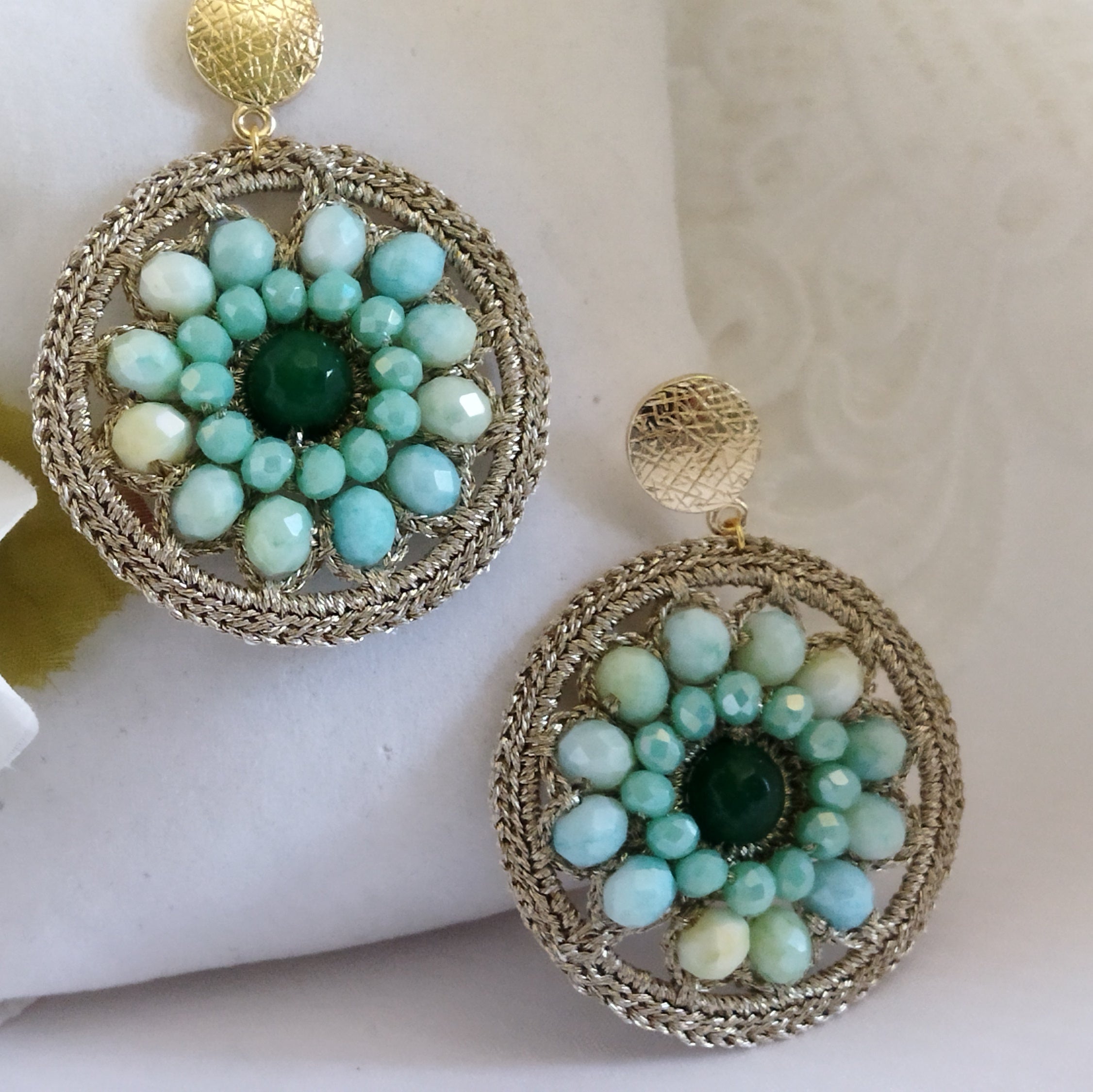 Orecchini "Aurora Vintage" – Eleganza in Verde e Oro