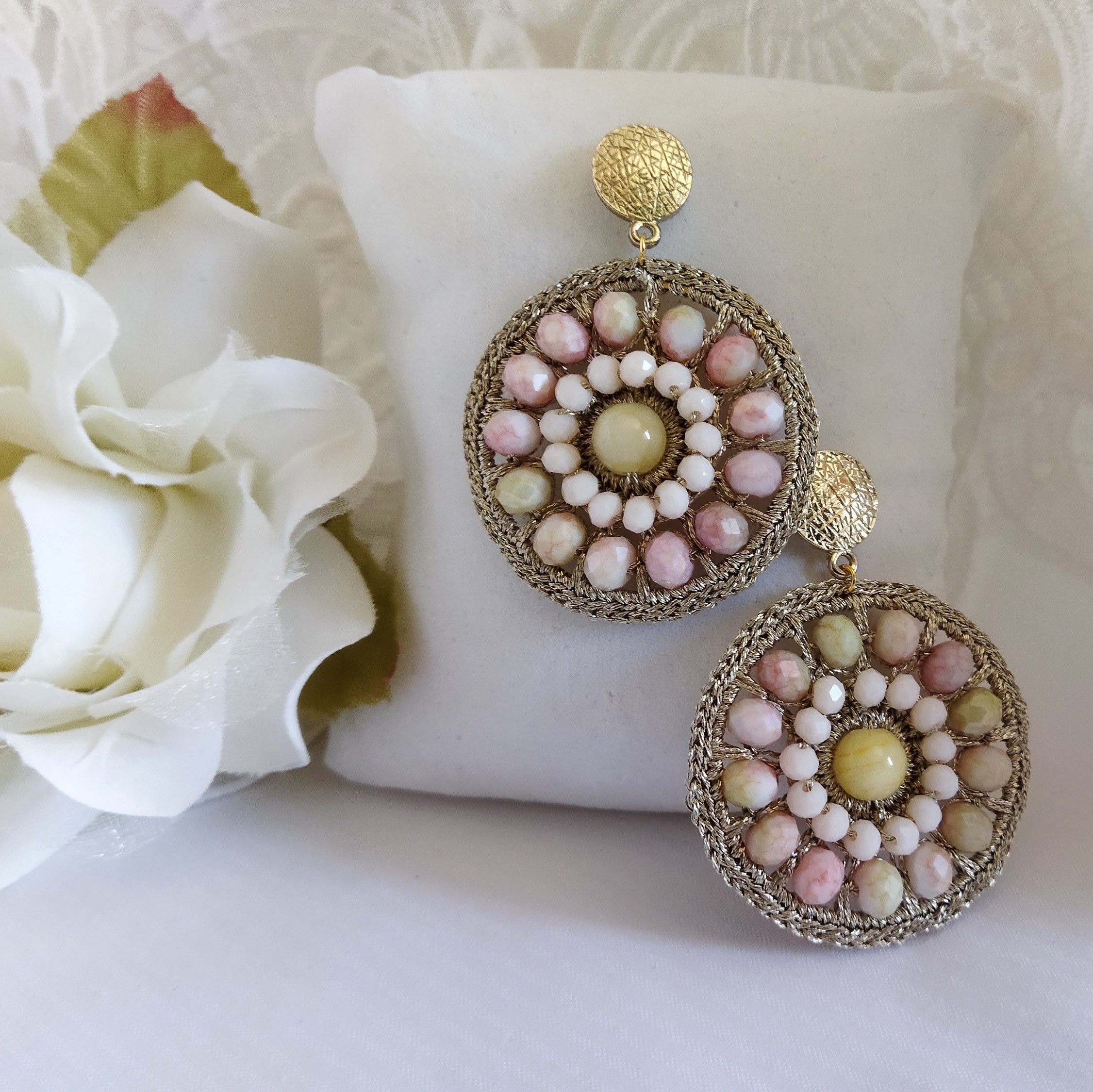 Orecchini "Aurora Vintage" – Eleganza in Rosa e Oro